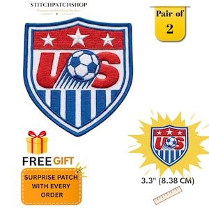 Broderad lapp med amerikansk fotbollssköld, stryk-på-applikation för vintage-sportmärke, lapp med USA-fotbollsfan, jacka och ryggsäck (2-par)