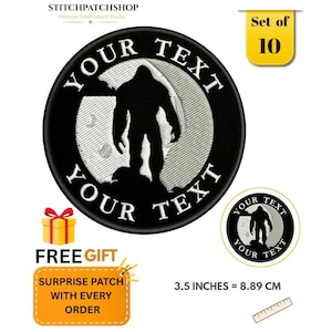 Individuell bestickter Bigfoot-Sasquatch-Aufnäher mit personalisiertem Text zum Aufbügeln oder Aufnähen, Geschenkidee für Kryptiden-Fans, 8,9 cm (3,5 Zoll)