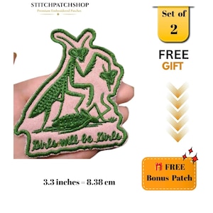 Girls Will Be Girls Embroidered Patch , Funny Feminist Iron On Badge, Praying Mantis Patch, Dark Humor Jacket Decor Gift