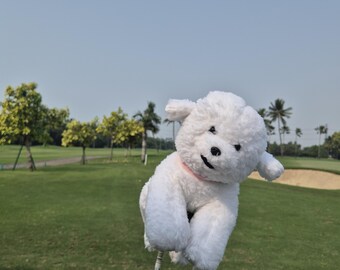 Bichon Frise Pet Dog Puppy Headcover / Driver Golf Club Cover / Golf gifts