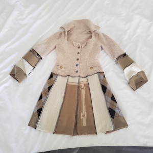 Youth Girl Size 8-10, winter coat, sweater coat, katwise pixie coat, Alice in wonderland, girls upcycled sweater, girl wool coat,
