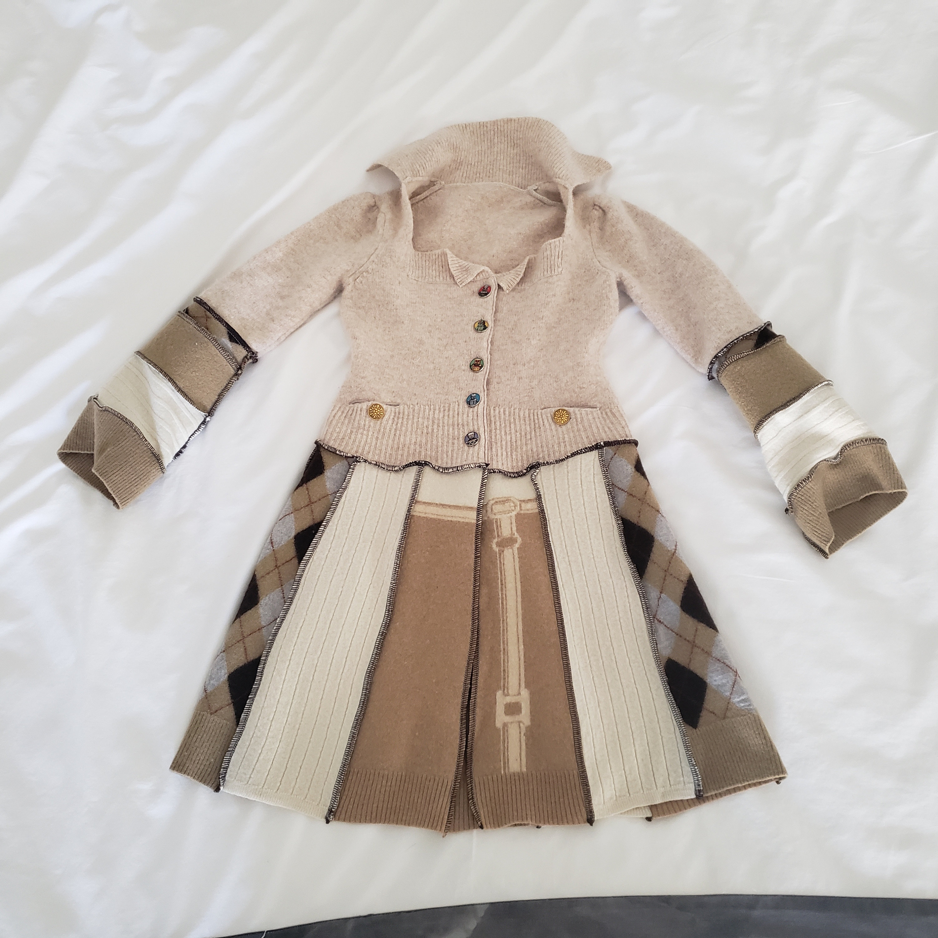 Upcycled Merino Wool Sweater Coat, Katwise Pixie Style, Size 8-10