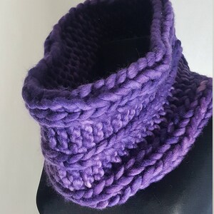 Neck warmer, wool cowl, hand knitted scarf, wool turtleneck, purple neck warmer