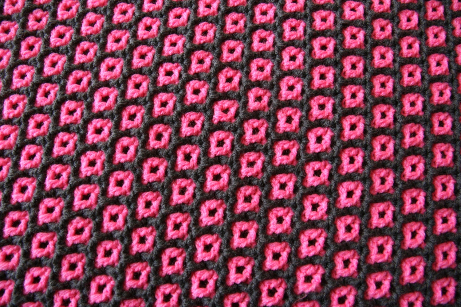 Dark Grey and pink reversible crochet afghan | Etsy
