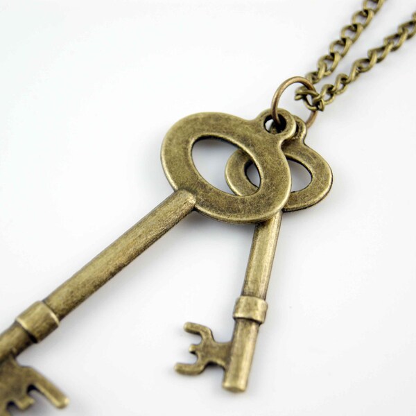 vintage keys necklace necklaces with keys brass pendant charm ON0207