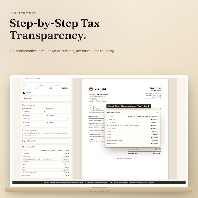 Simple Invoice Template With Editable Business Forms and Printable ...
