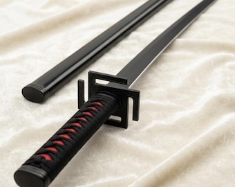 Black Katana Sword with Stand | Japanese Samurai Sword | Handmade Collector Display Katana | Anime Decor Gift