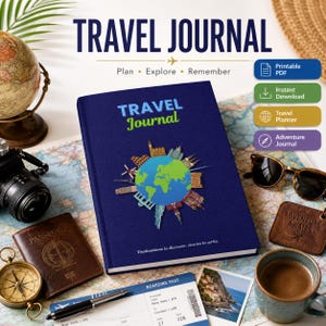 Printable Travel Journal PDF, Travel Planner Insert, Vacation Diary, Adventure Notebook, Digital Download, A4 Letter Sizes, Trip Organizer