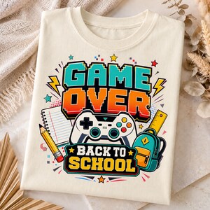 Gamer Back To School PNG: Controller, Backpack, Pencil Design (Digital Download)