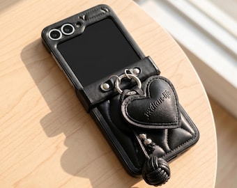 Black Wave Leder Handyhülle passend für Samsung Galaxy Z Flip 7