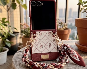 Floral Scarf Chain Case for Samsung Galaxy Z Flip 8 7 6 5