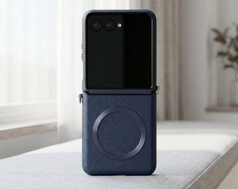 Capa de couro MagSafe para Moto Razr 50 Ultra com proteção para a câmera.