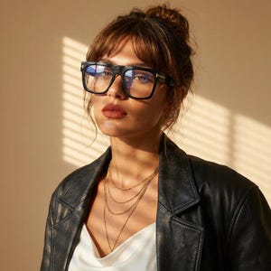 Svarta, överdimensionerade fyrkantiga glasögonbågar, retroglasögon med blått ljus