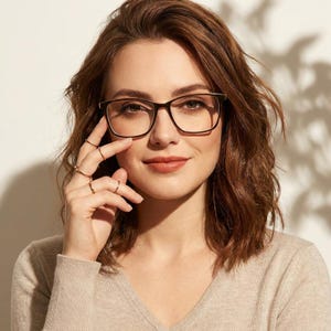 Montura de gafas rectangular marrón, monturas de aleación, gafas ópticas de metal, gafas de moda modernas unisex.