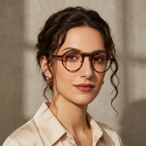 Personalized Tortoise Round Glasses Frame, Acetate Eyeglass Frames, Retro Optical Eyewear, Unisex Fashion Glasses