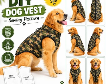 Dog Vest Sewing Pattern PDF, Dog Coat Sewing Pattern, DIY Dog Clothes, Pet Clothing Pattern, Dog Jacket Sewing Pattern, Printable PDF