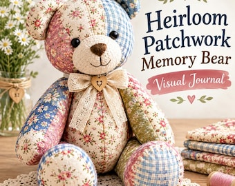 Memory Bear Sewing Pattern PDF, Patchwork Teddy Bear, Keepsake Bear Pattern, Memory Clothing Bear, A4 US Letter & Projector