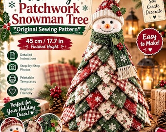 Snowman Sewing Pattern PDF, Christmas Tree Sewing Pattern, Quilted Holiday Tree,Holiday DIY Decor ,Christmas Tree Sewing Pattern