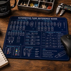 Guía de referencia de fusibles para automóviles Alfombrilla de ratón para juegos / Tabla de fusibles ATC ATO ATM, códigos de color