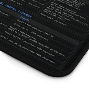 Alfombrilla de escritorio con hoja de trucos de SQL / Referencia de programación, tema oscuro imagen 8