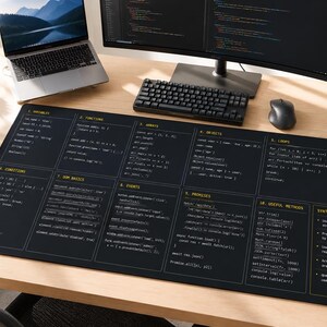 Tapete de mesa com guia rápido de JavaScript | Referência de programação, ferramenta para desenvolvedores imagem 2