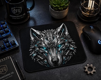 Cyber Wolf Kopf Gaming Maus Pad | Mechanisches Wolf Design