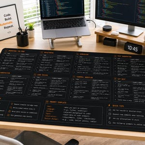 AI Coding Assistant Workflow Desk Mat | Programming Cheat Sheet Workspace Reference image 2