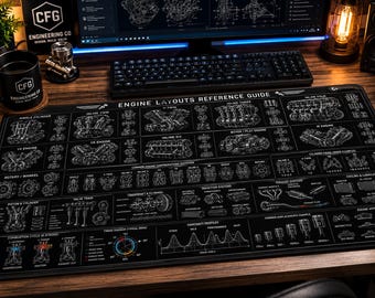 Referenzleitfaden für Modul-Layouts Schreibtischunterlage | V8 V6 Reihensechser Boxer Wankel Blueprint