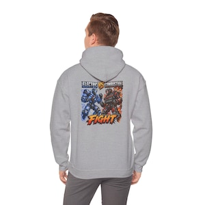 Electric vs Combustion Hoodie,Funny Mechanic Sweatshirt, EV vs ICE Car Guy Gift, Robotic Engineering Sweater, Automotive Humor Hooded Jacket