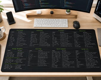 Linux Terminal Command Cheat Sheet Desk Mat | Programmer Desk Pad
