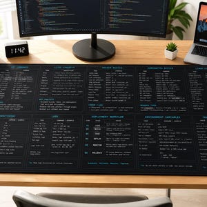 DevOps Cheat Sheet Desk Mat | Docker Kubernetes Git Linux Reference