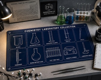 Chemie Labor Sammlung Schreibtischunterlage | Wissenschaftliche Becher Illustration