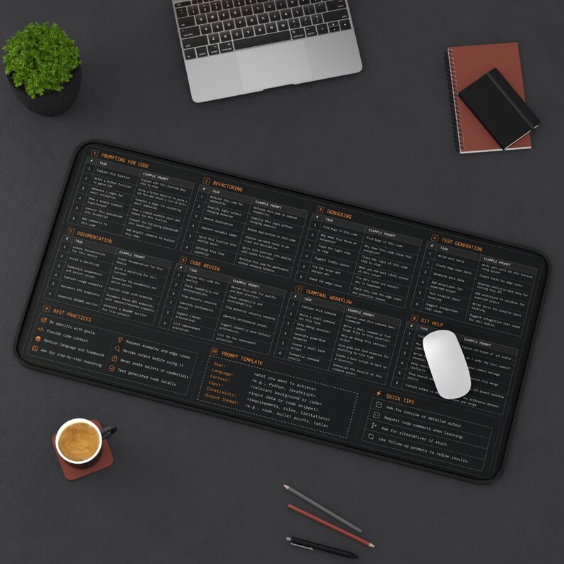 AI Coding Assistant Workflow Desk Mat | Programming Cheat Sheet Workspace Reference image 9