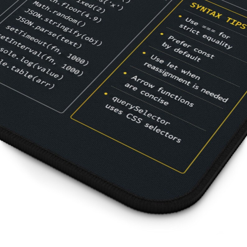 Tapete de mesa com guia rápido de JavaScript | Referência de programação, ferramenta para desenvolvedores imagem 12