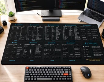 Keyboard Shortcuts Cheat Sheet Desk Mat | PC & Mac Shortcut Reference