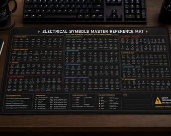 Elektriska symboler Master Reference Desk Pad - Kopplingsschema Dekor & Unik elektrikerpresent