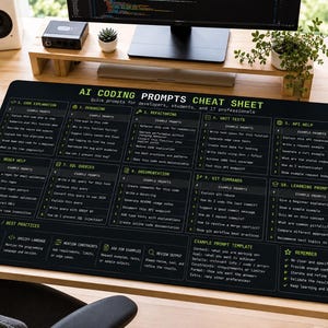 Tapete de mesa com dicas de programação em IA | Ferramenta de referência para programadores