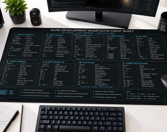 Alfombrilla de escritorio con atajos para el desarrollo de videojuegos / Alfombrilla para teclado y ratón de programación