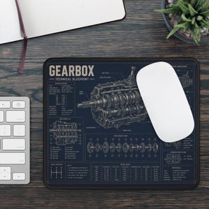 Gearbox Blueprint Mouse Pad, Transmission Engineering Mouse Pad, Mechanic Desk Accessory, Automotive Engineer Gift, Gearbox Schematic