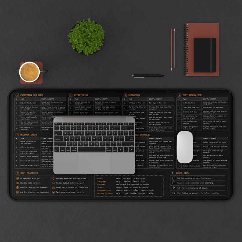 AI Coding Assistant Workflow Desk Mat | Programming Cheat Sheet Workspace Reference image 8
