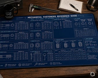 Mechanische Befestigungselemente Schreibtischmatte - Nachschlageanleitung für Schrauben und Muttern & einzigartiges Mechaniker Geschenk