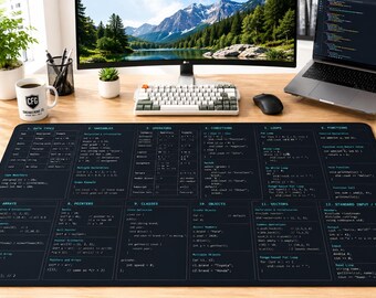C++-Referenz-Schreibtischunterlage | Programmier-Spickzettel-Mauspad