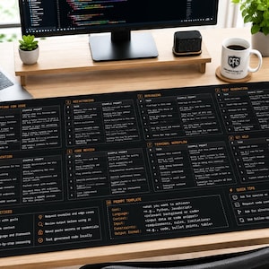 AI Coding Assistant Workflow Desk Mat | Programming Cheat Sheet Workspace Reference image 5
