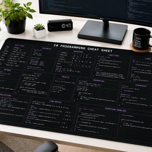 C# Programming Cheat Sheet Desk Mat | C Sharp Coding Reference