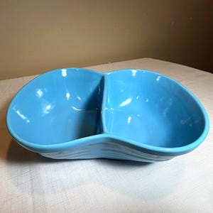 Vintage Marcrest Stoneware MCM Pool Blue Divided Bowl