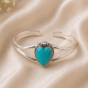 Natural Kingman Turquoise Bangle, Handmade 925 Sterling Silver, Women Designer Jewelry, Birthday Gifts
