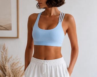 Women's Cross Back Sports Bra | High Support Gym Workout Yoga Fitness Top