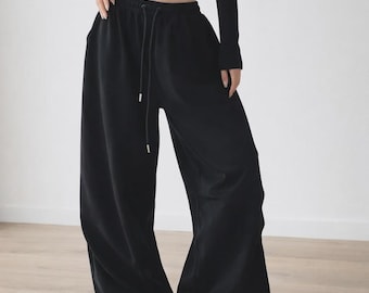 Damen Jogginghose mit weitem Bein | Hohe Taille Baggy Lässige Jogger