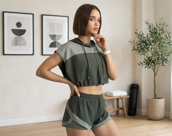 Women's Cropped Mesh Hoodie | Sleeveless Sports Sweatshirt | Lightweight Gym Workout Activewear Top