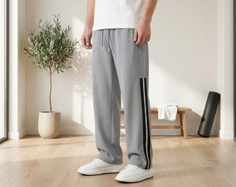 Men's Lightweight Track Pants | Loose Fit Straight Leg Sports Trousers | Summer Casual Athleisure Joggers